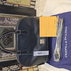 NWT- Dooney & Bourke ZIP-ZIP Satchel Black Pebbled Leather w/ X-body Strap